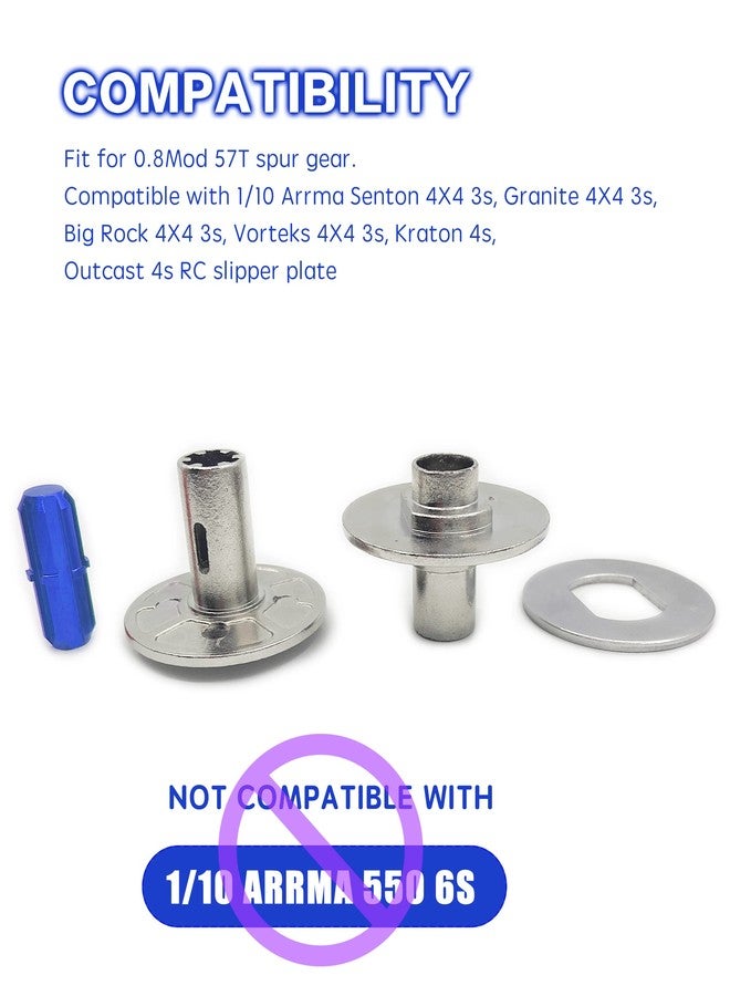 Raflot VICRAZZE RC Slipper Set Metal Slipper Plate & Hub Slipper Shaft Set for 1/10 Arrma Granite Senton Big Rock Kraton Vorteks Outcast 1/8 Typhon Upgrade Replace Arrma ARA310946(Blue) - Image 5